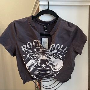 Cropped Distressed Rock & Roll Baby Tee
